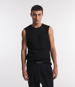 Regata Slim em Tricô com Textura de Listras