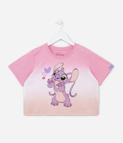 Blusa Cropped Infantil Dip Dye com Estampa Angel - Tam 5 a 14 Anos