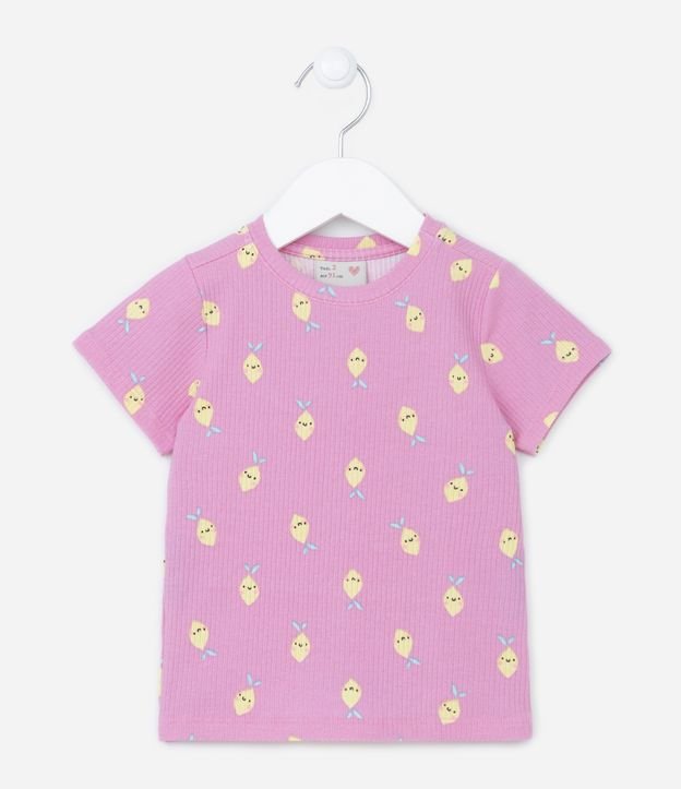 Blusa Infantil Canelada com Estampa de Limãozinhos com Carinhas - Tam 1 a 5 Anos