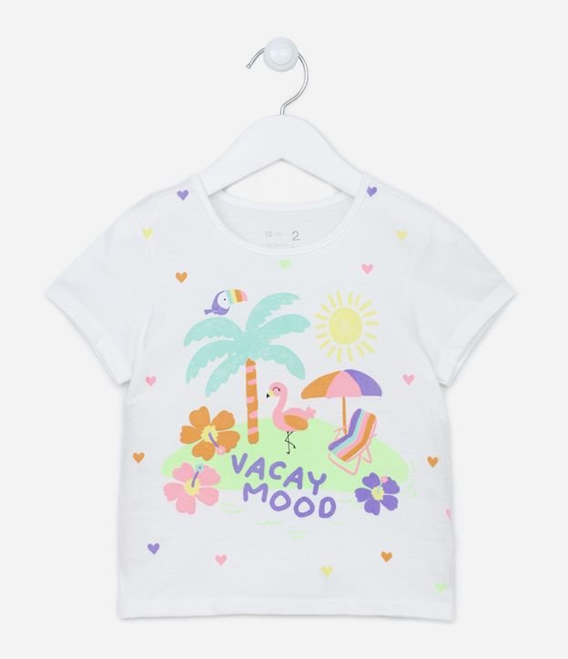Remera Infantil con Estampa Tropical de Colores - Talle 1 a 5 años Off White 1