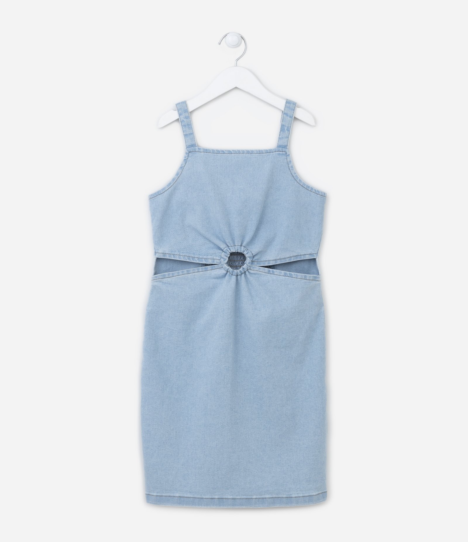Vestido Infantil com Recortes Laterais e Lastex nas Costas - Tam 5 a 14 anos Azul Claro 1