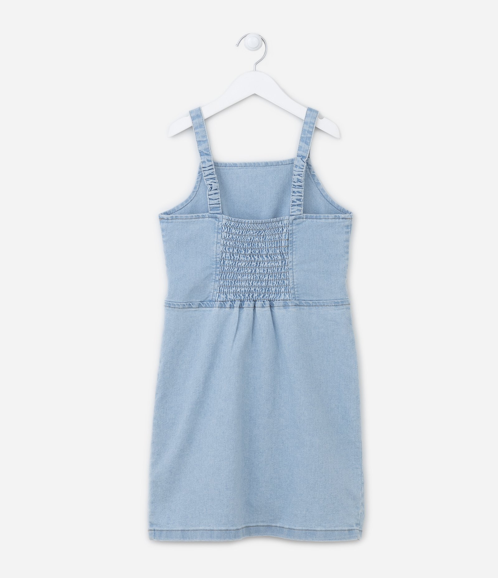 Vestido Infantil com Recortes Laterais e Lastex nas Costas - Tam 5 a 14 anos Azul Claro 2