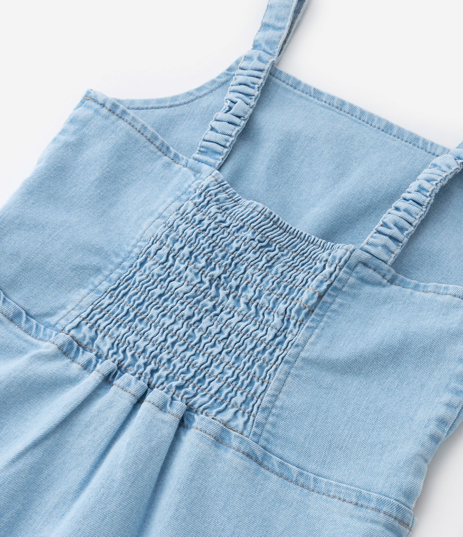 Vestido Infantil com Recortes Laterais e Lastex nas Costas - Tam 5 a 14 anos Azul Claro 3