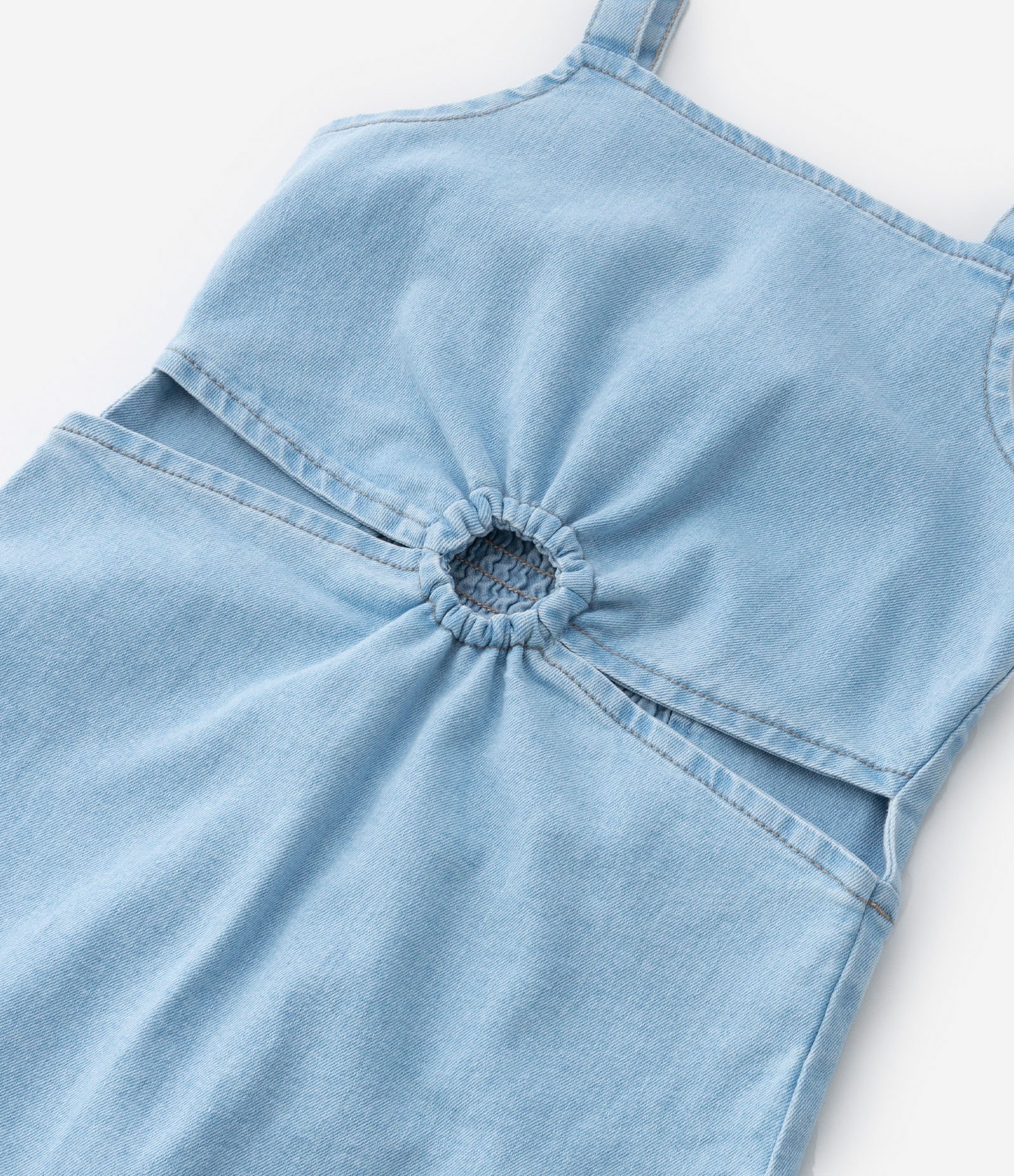 Vestido Infantil com Recortes Laterais e Lastex nas Costas - Tam 5 a 14 anos Azul Claro 4