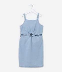 Vestido Infantil com Recortes Laterais e Lastex nas Costas - Tam 5 a 14 anos