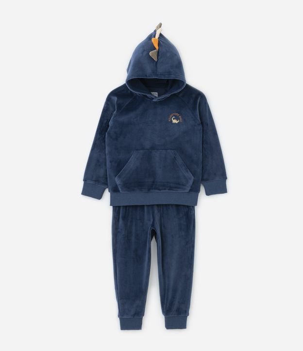 Conjunto Infantil em Plush com Capuz e Calça Jogger - Tam 1 a 4 anos