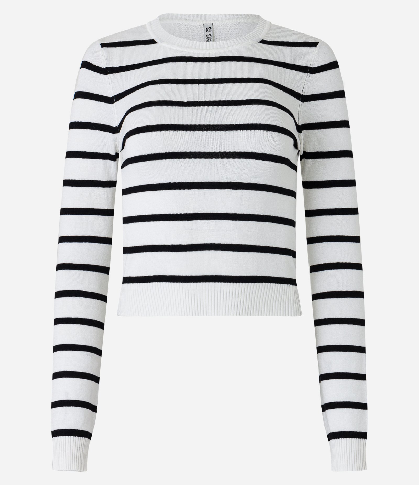 Blusa em Viscose Listrado com Punhos e Barra Canelada Branco/Preto 4