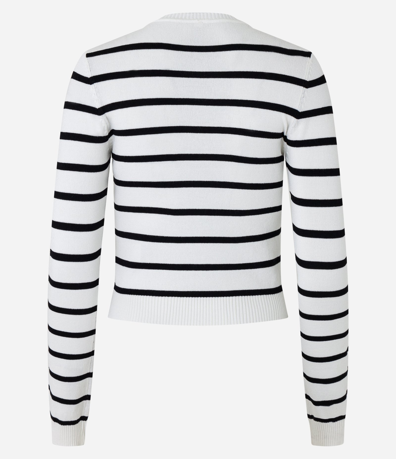 Blusa em Viscose Listrado com Punhos e Barra Canelada Branco/Preto 6