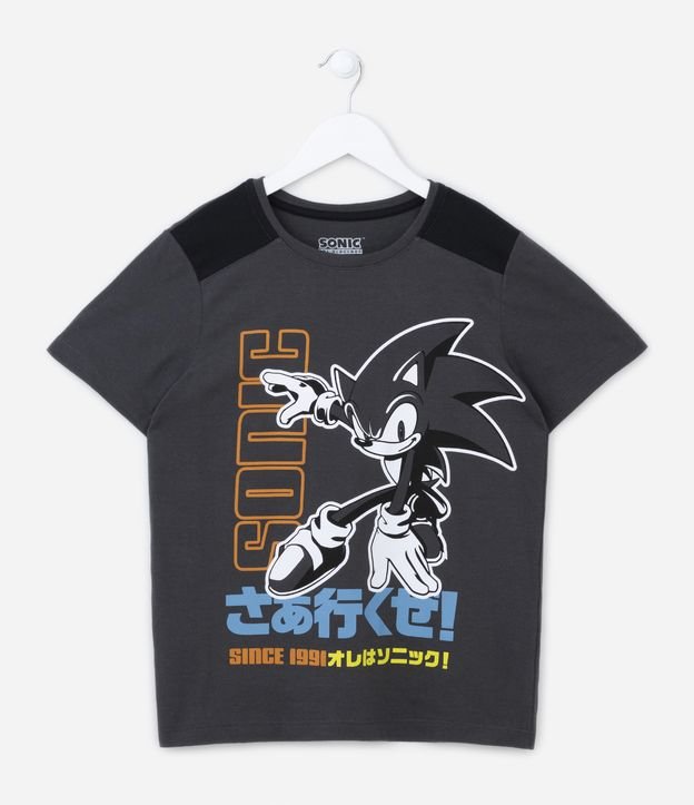 Camiseta Infantil com Estampa do Sonic - Tam 4 a 12 anos