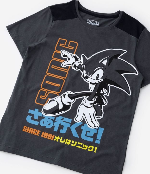 Camiseta Infantil com Estampa do Sonic e Máscara Interativa - Tam 4 a 12  Anos Azul