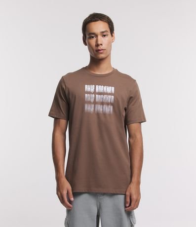 Camiseta Regular em Algodão com Lettering Rule Breaker Menor preço em Camiseta Regular em Algodão com Lettering Rule Breaker