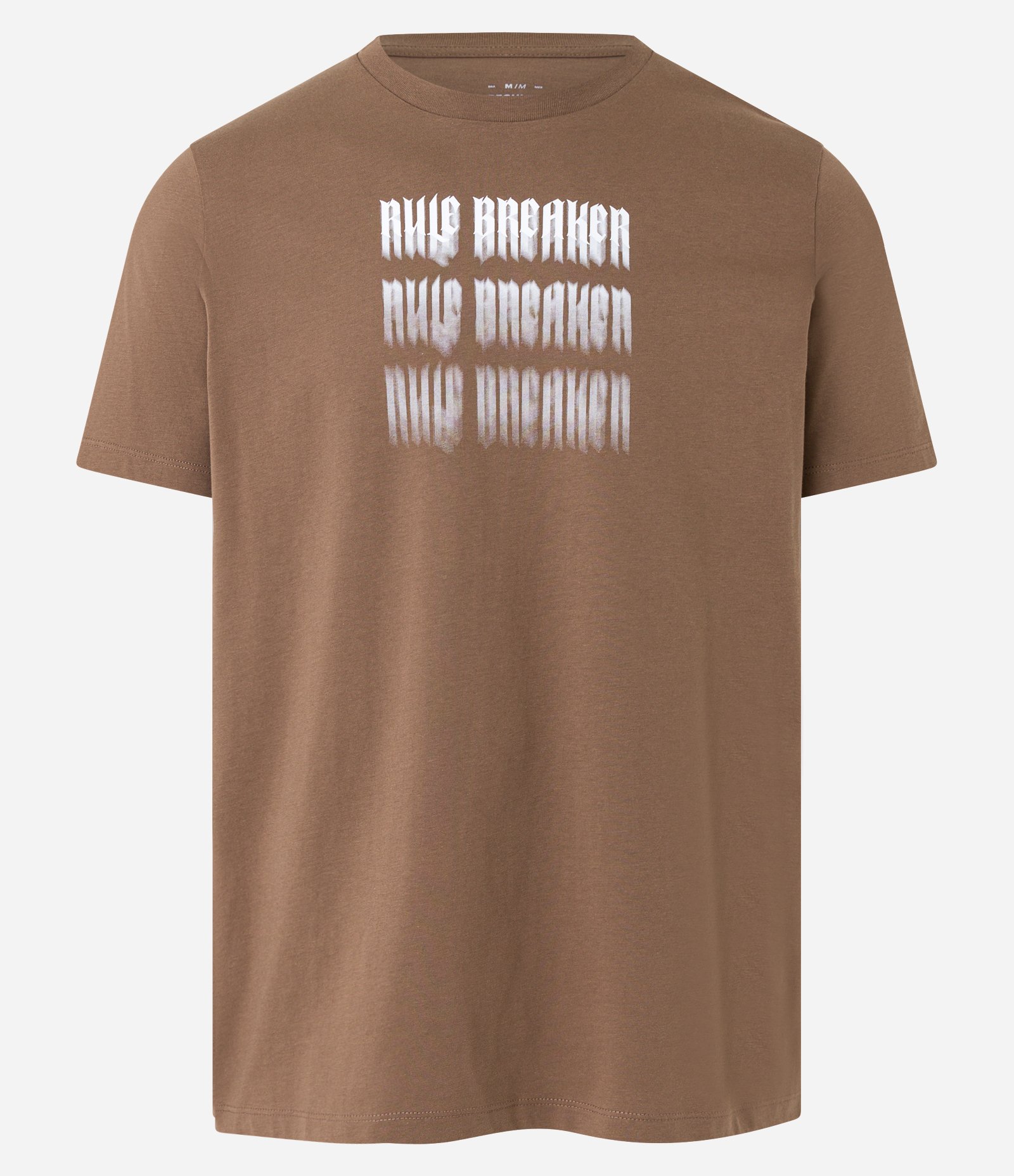 Camiseta Regular em Algodão com Lettering Rule Breaker Marrom 5