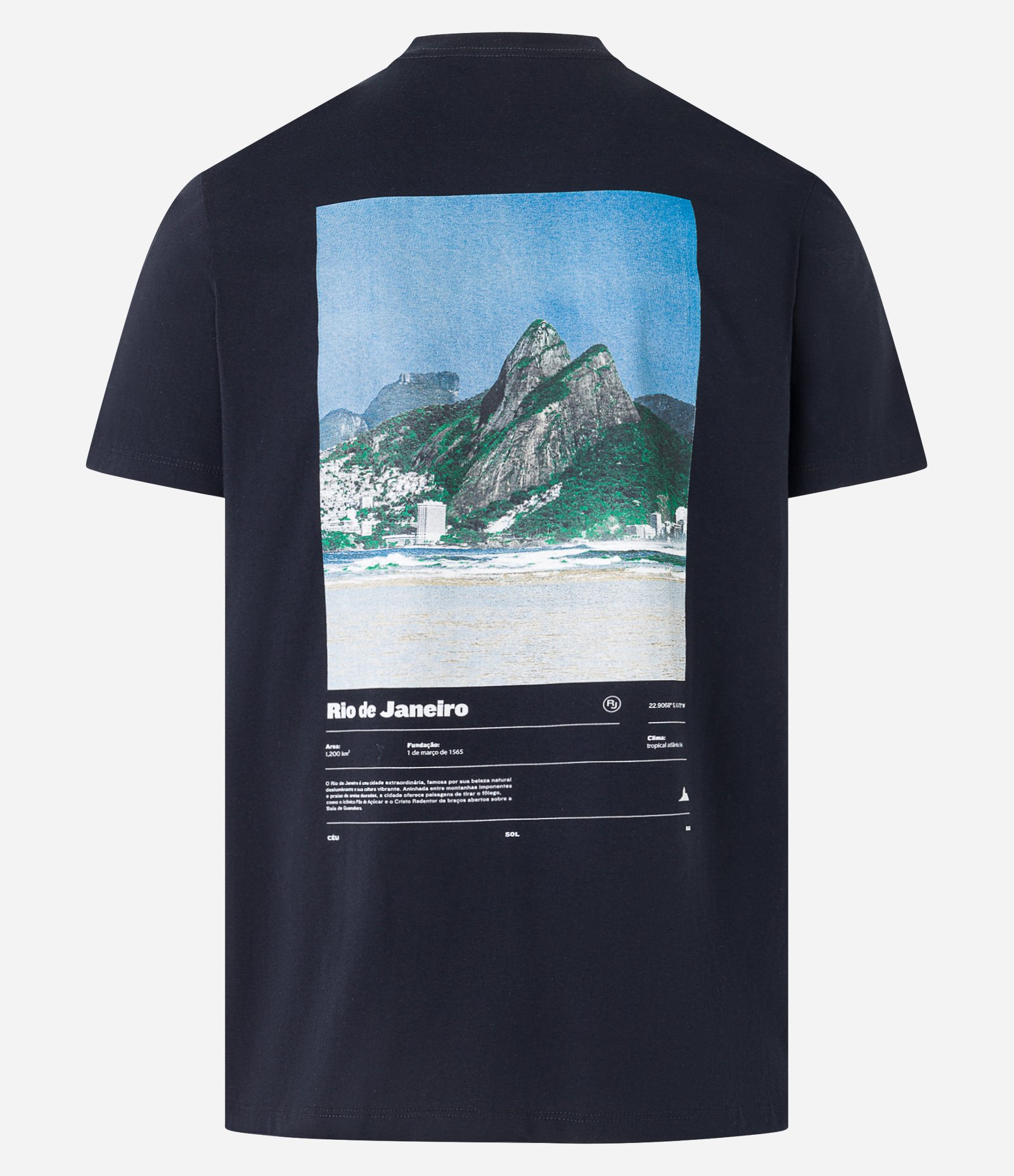 Camiseta Regular em Meia Malha com Estampa Frente e Costas Rio de Janeiro Preto 7
