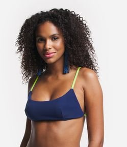 Biquíni Top em Microfibra Texturizada com Alça Contrastante