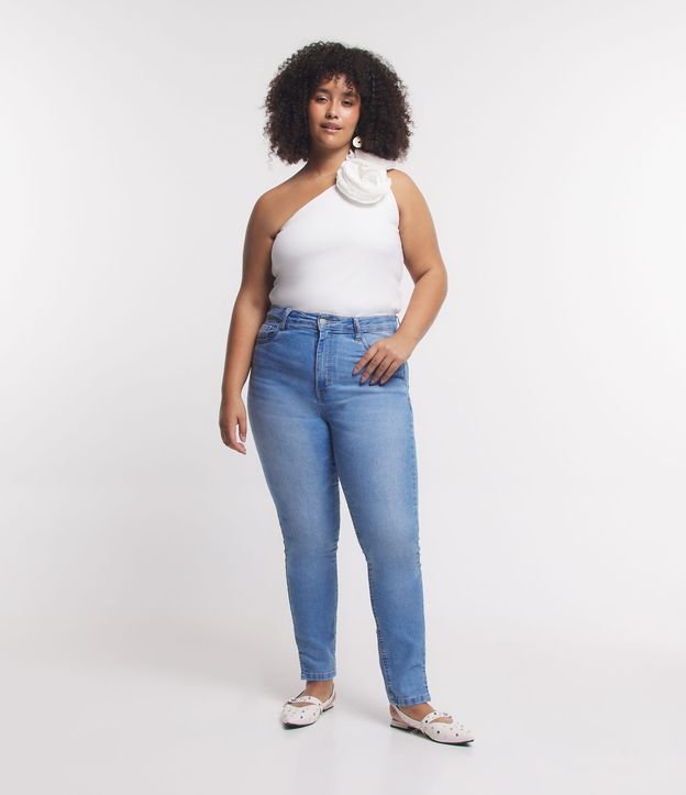 Calça Skinny Jeans com Fenda Curve & Plus Size Azul 1
