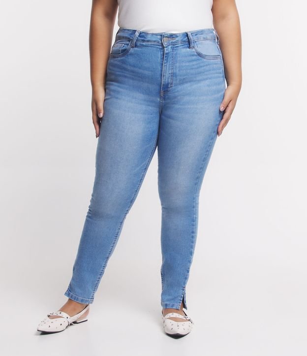 Calça Skinny Jeans com Fenda Curve & Plus Size Azul 2