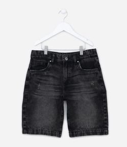 Bermuda Jeans Infantil com Puídos e Desgastes - Tam 5 a 14 anos