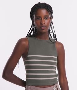 Blusa sem Manga em Poliamida com Listras