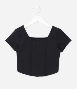 Blusa Cropped Infantil em Ponto Roma Corsetada - Tam 5 a 14 Anos