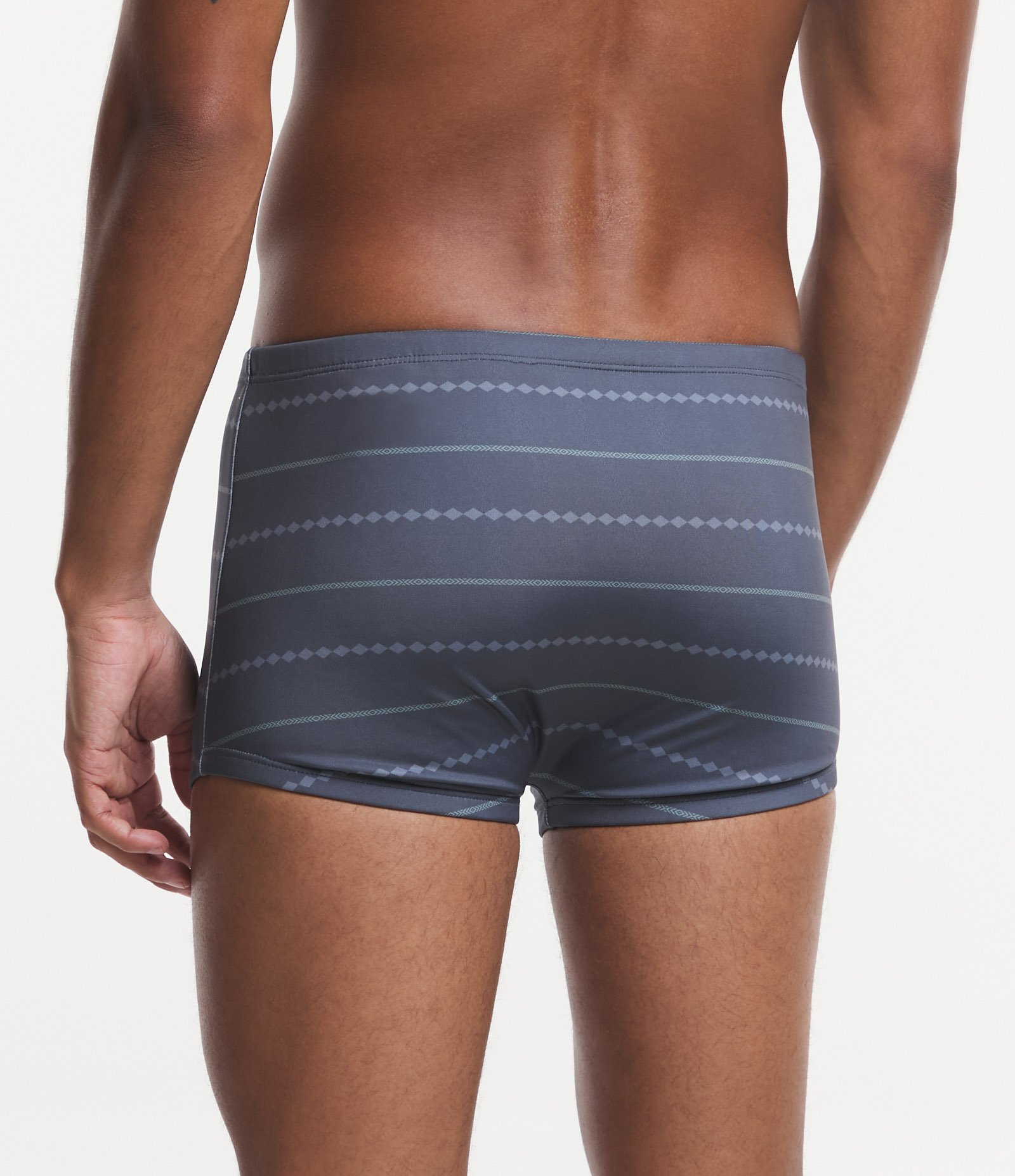 Sunga Boxer com Estampa de Listras Étnicas Cinza Escuro 3