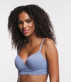 Sutiã Base em Poliamida com Bojo Oco e Renda na Barra