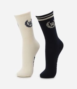 Kit 02 Meias Cano Alto Esportivas com Estampa Coroa Wilson