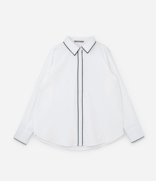Camisa em Crepe com Detalhe Contrastante Curve & Plus Size Branco 6