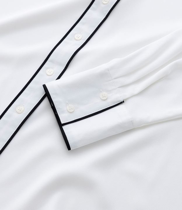 Camisa em Crepe com Detalhe Contrastante Curve & Plus Size Branco 8