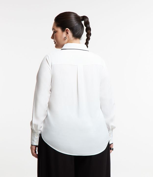 Camisa em Crepe com Detalhe Contrastante Curve & Plus Size Branco 4