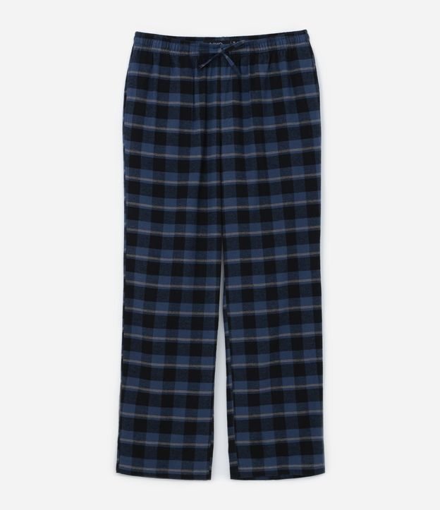 Calça de Pijama em Flanela com Estampa Xadrez Azul 5
