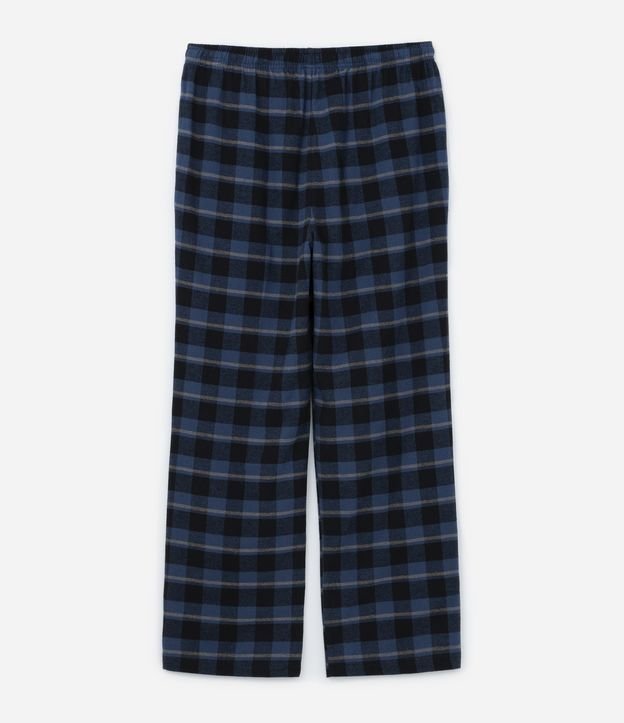 Calça de Pijama em Flanela com Estampa Xadrez Azul 6
