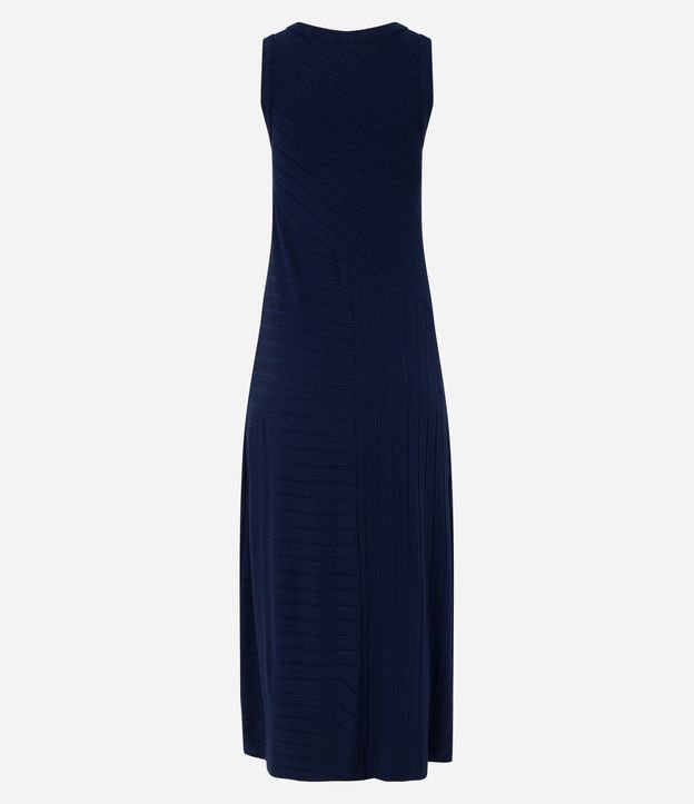 Vestido Midi Evasê em Viscose Texturizada com Recorte Azul 8