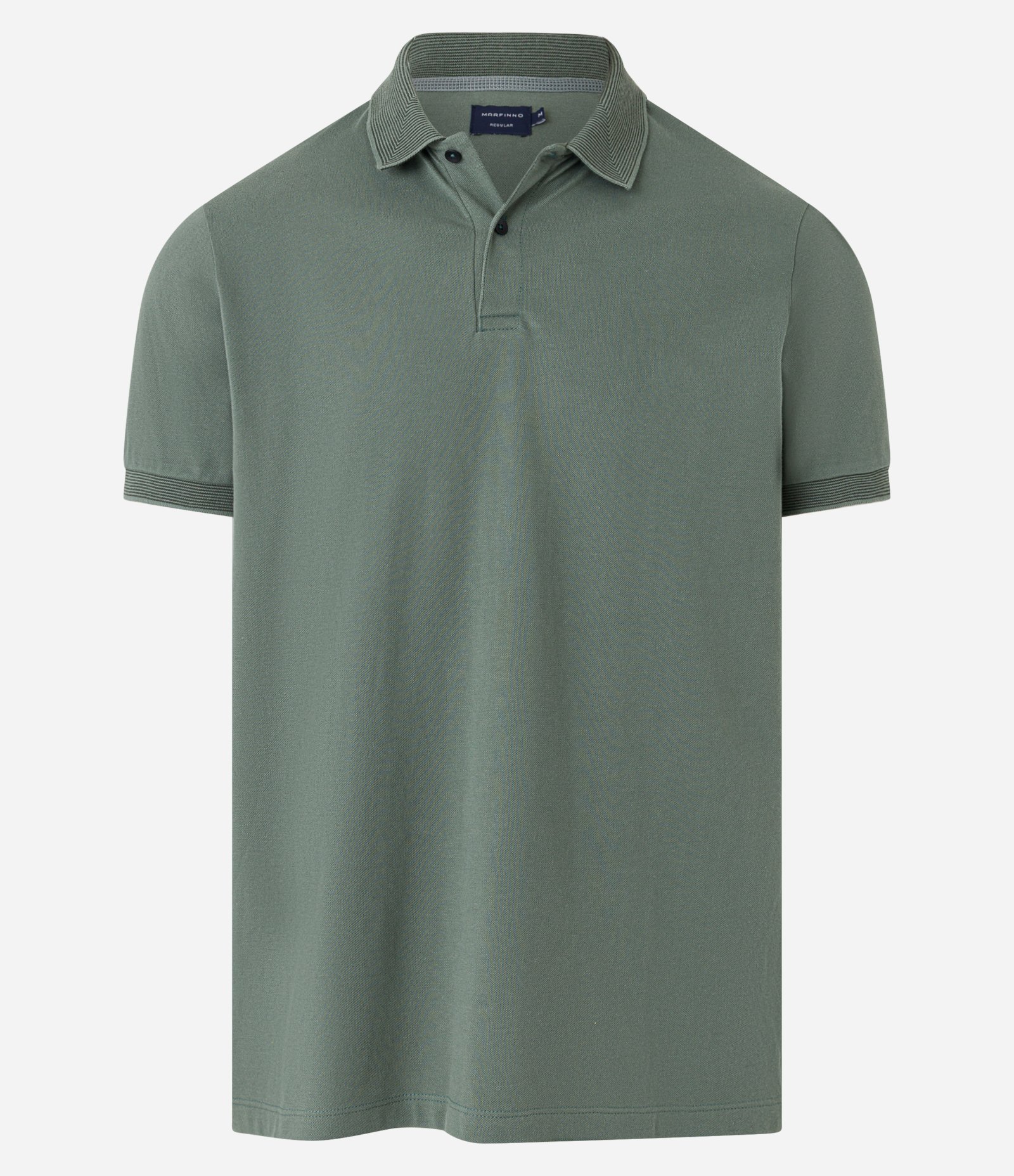 Camisa Polo Slim em Algodão com Botões e Detalhes Contrastantes Verde Escuro 1