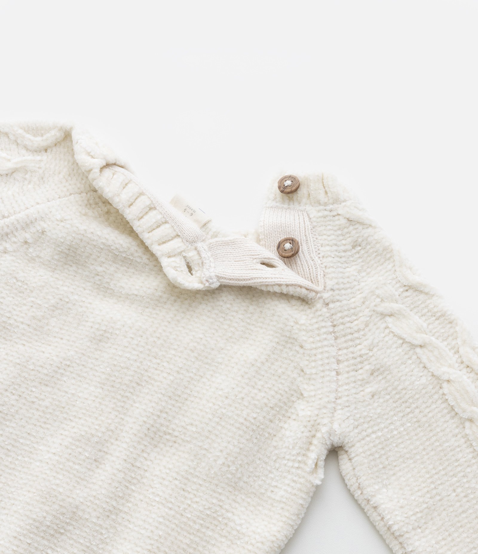 Blusão Infantil em Tricô com Textura Trançada - Tam 0 a 18 meses Bege 6