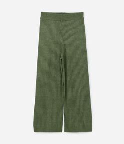Calça Pantalona em Tricô Texturizado de Listras Curve & Plus Size