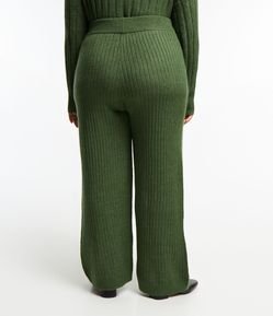 Calça Pantalona em Tricô Texturizado de Listras Curve & Plus Size
