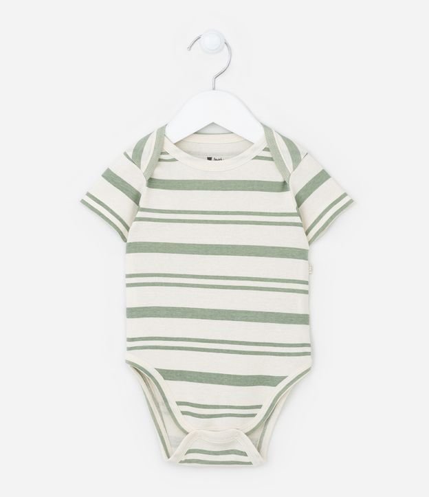 Body Infantil em Algodão Estampa Listras - Tam RN a 18 meses
