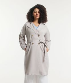Trench Coat em Sarja com Amarração Curve & Plus Size