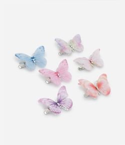 Kit 06 Presilhas de Cabelo em Formato Borboletas - Tam U