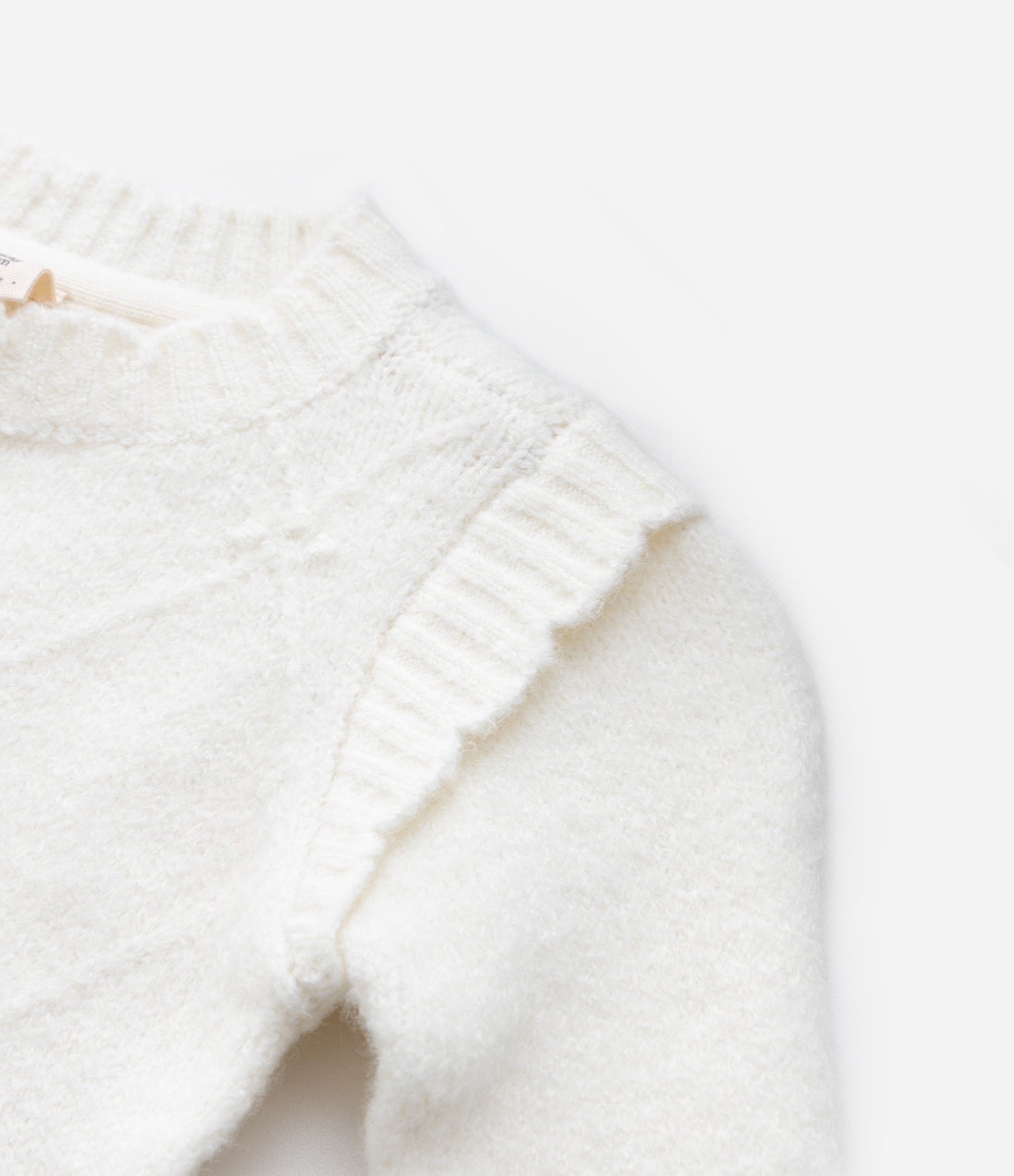 Suéter Infantil com Babadinho e Textura - Tam 0 a 18 meses Branco 5