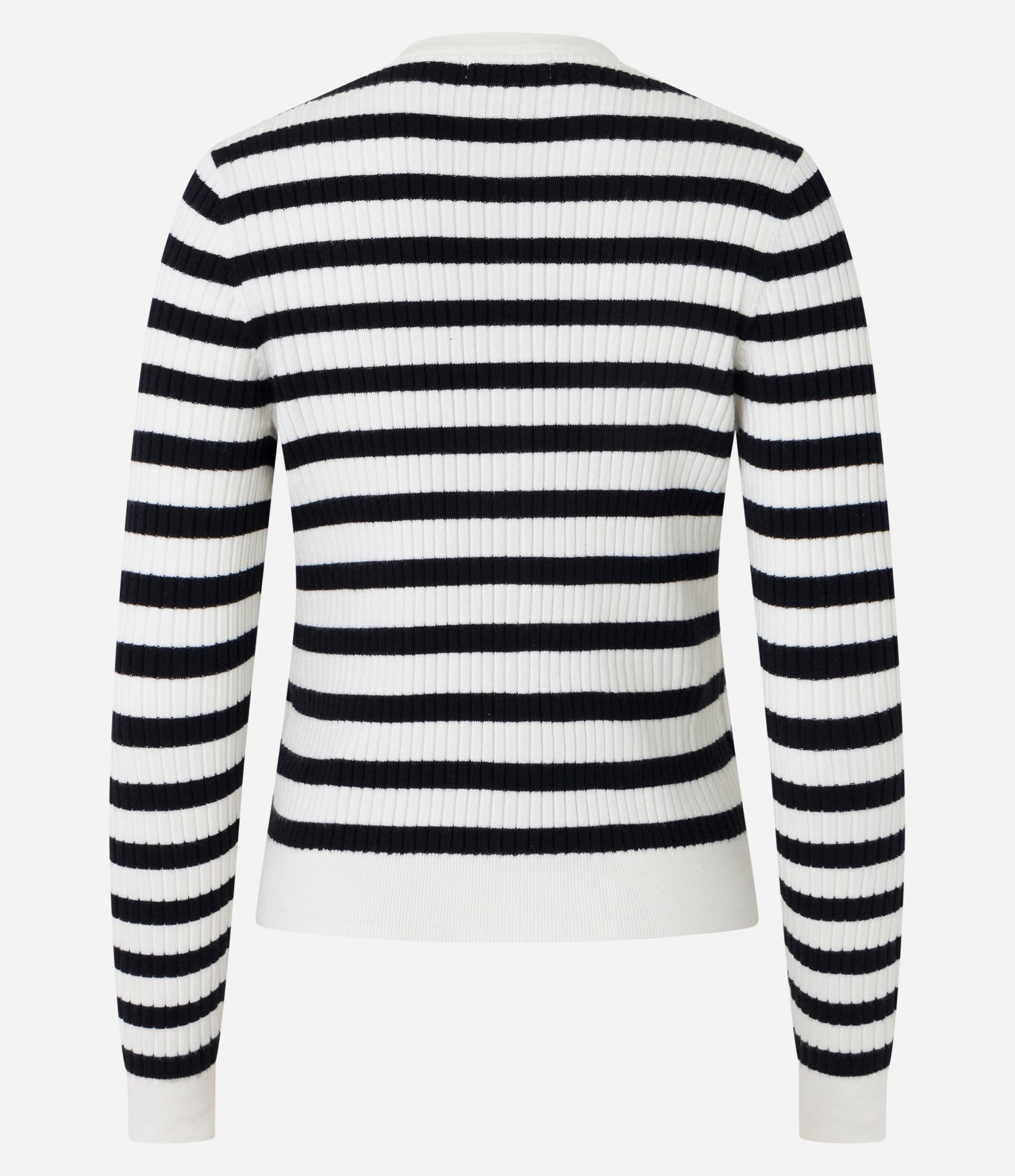 Cardigan em Tricô com Abotoamento e Estampa Listrada Branco/ Preto 8