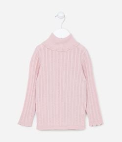 Blusão Infantil com Gola Alta Texturizado - Tam 1 A 5 Anos