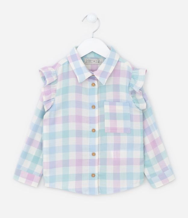 Camisa Infantil em Tricoline com Estampa Xadrez - Tam 1 a 5 Anos