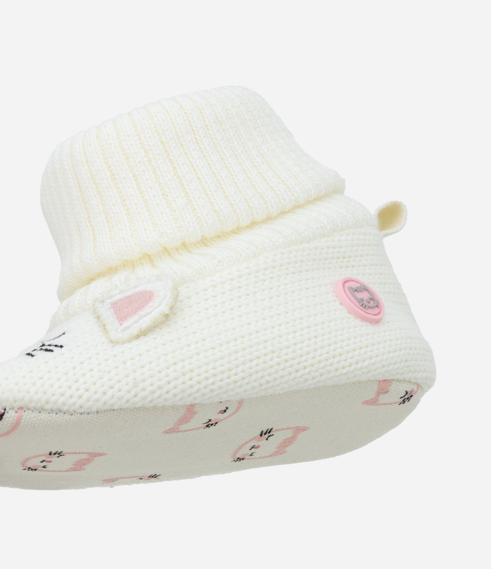 Bota Infantil com Estampa Cara de Gatinha - Tam 0 a 18 meses Bege 5