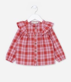 Camisa Infantil em Tricoline com Estampa Xadrez - Tam 1 a 5 Anos