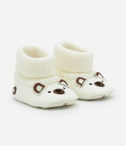 Bota Infantil Estampa Cara de Urso - Tam 0 a 18 meses