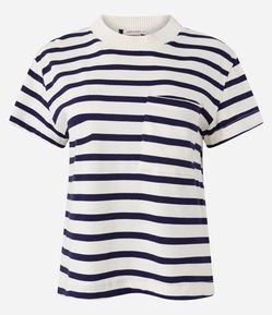 Blusa em Algodão Listrado com Bolso