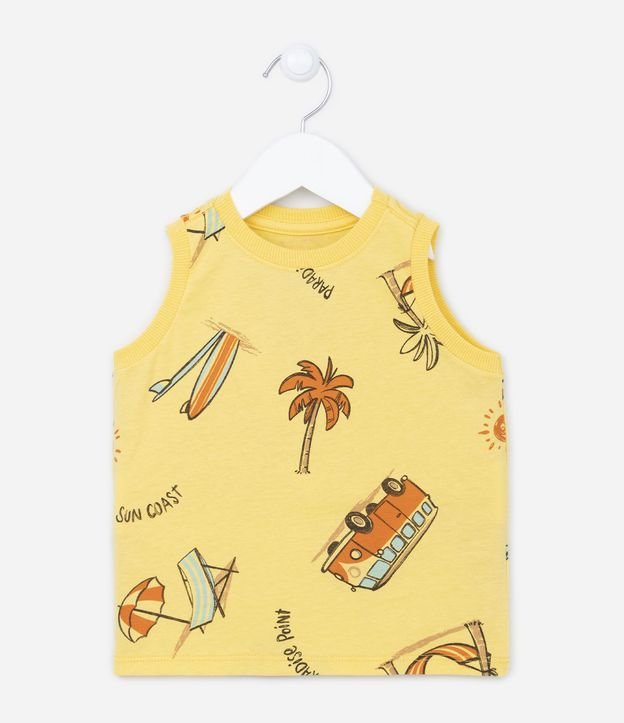 Regata Infantil com Estampa Tropical - Tam 2 a 5 Anos