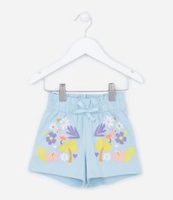 Short Infantil em Meia Malha com Estampa de Flamingo - Tam 1 a 5 anos
