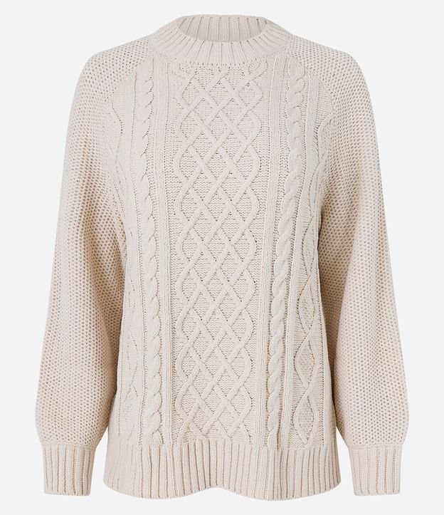 Suéter em Tricô com Texturas Diversas Off White 7